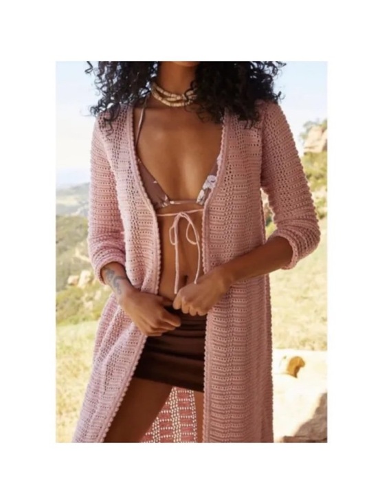 Free People Sweaters - Free People FP Beach Landry Fauxchet Crochet Duster Cardigan xs